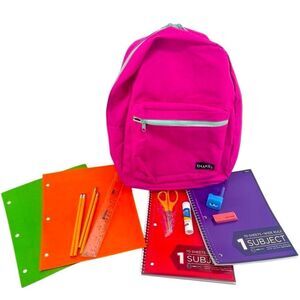 b•wap Girls Pink 16” Backpack with School Supplies – NWT Bookbag Set